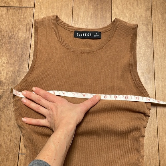 Lioness Military minds mini dress S brown Ruched sleeveless bodycon - Picture 8 of 11